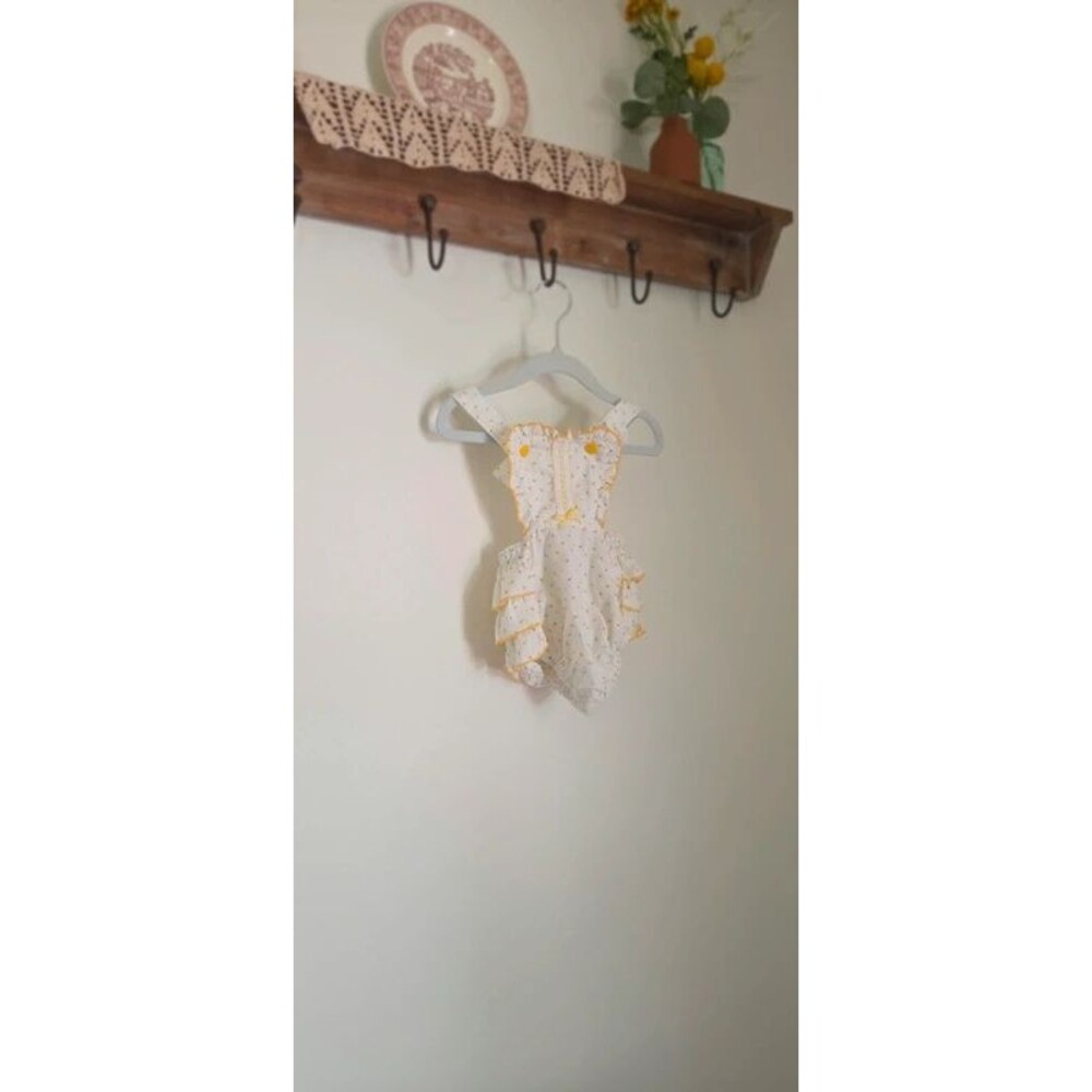 Vintage Sears Yellow Floral Bubble Romper size L 18-24m